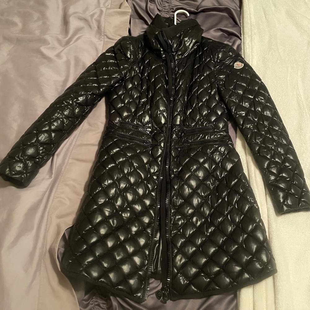 Moncler shiny black jacket size 2